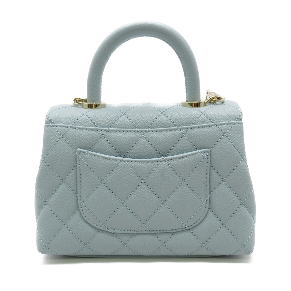 Chanel Skin Shoulder Caviar Coco Handle Bag 2way Matelasse Blue